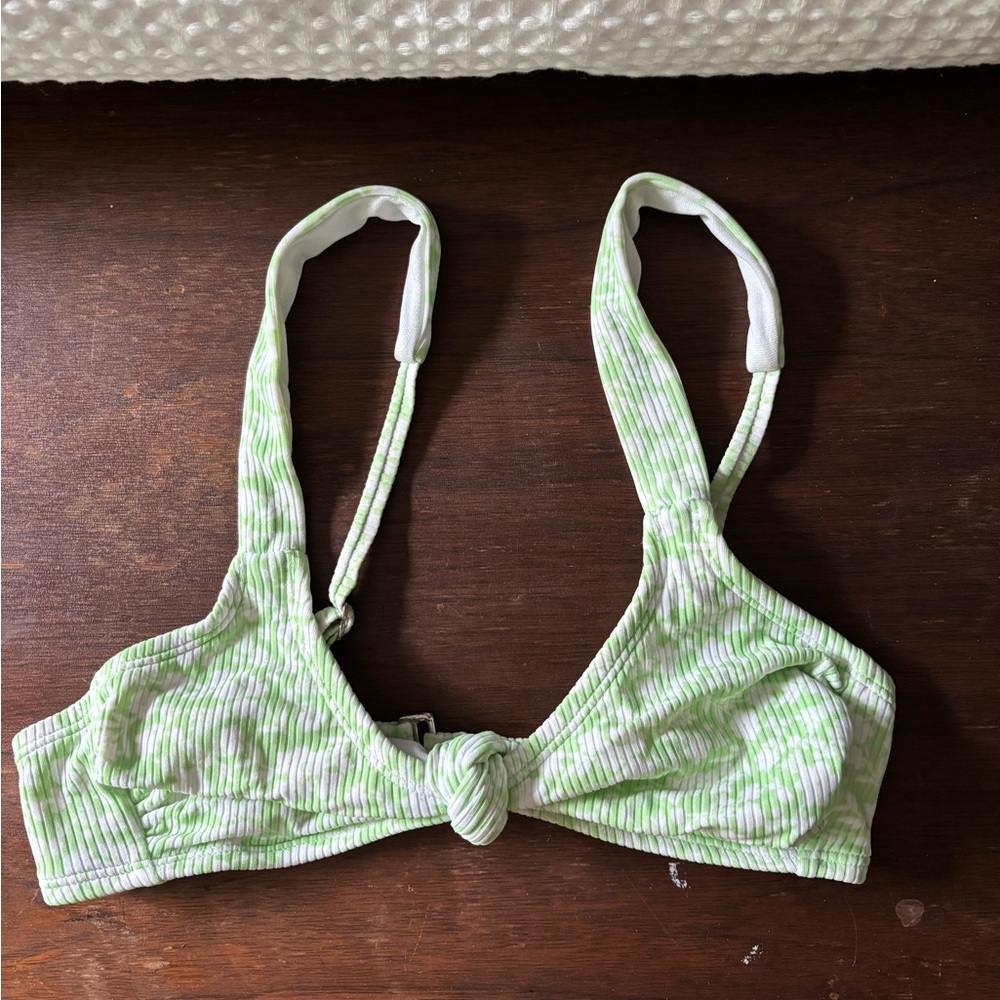 Tie front Green Floral Bikini Top